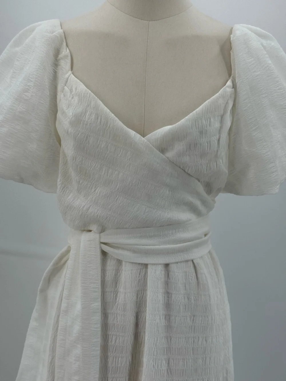 ASTR The Label White Puff Sleeve Midi Romantic Tiered Summer Dress, Square Neck - Picture 6 of 16